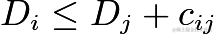 $D_i \le D_j + c_{ij}$