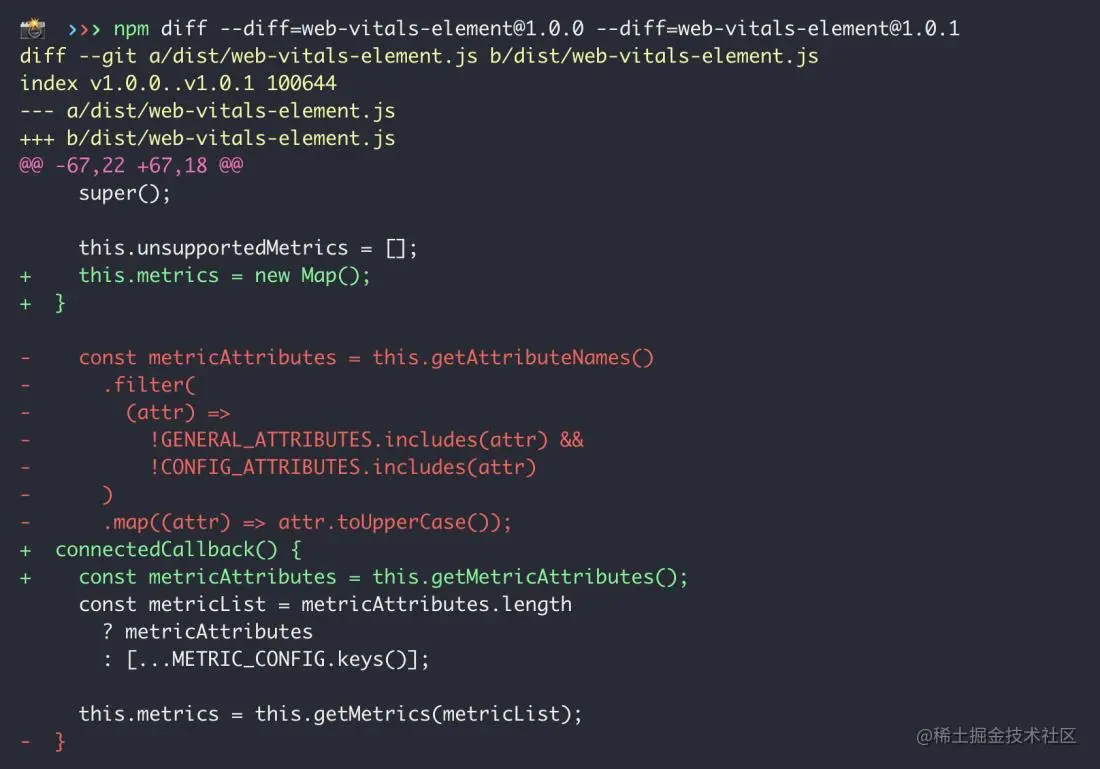 使用npm diff命令