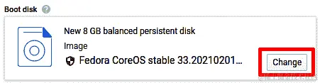 图 2.11 - Google 云中的 RHEL8 - 更改引导磁盘