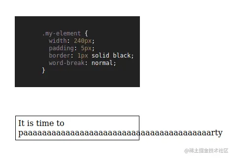 Word break normal CSS property demonstration