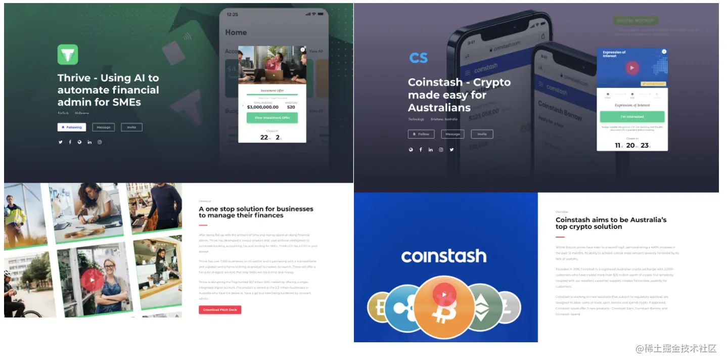 IMAGE: Sample company profiles on Birchal.