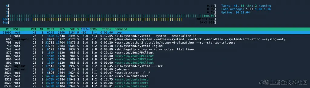htop 也可以显示所有的 pid