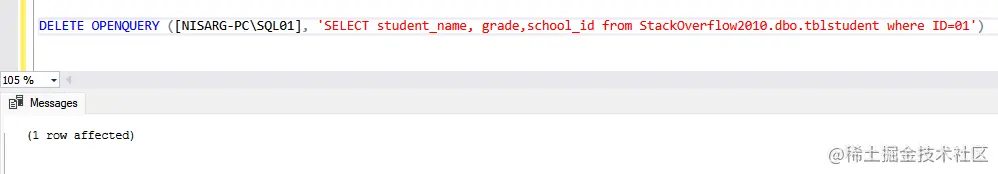 Delete record in tblStudent table