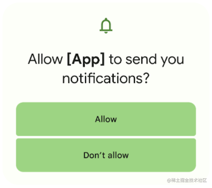 △ Android 13 中的通知权限对话框