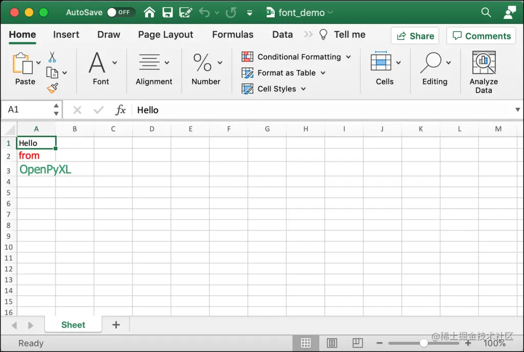 Different Fonts in Excel