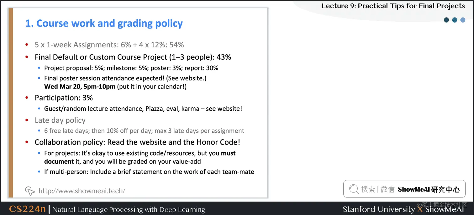 Course work and grading policy