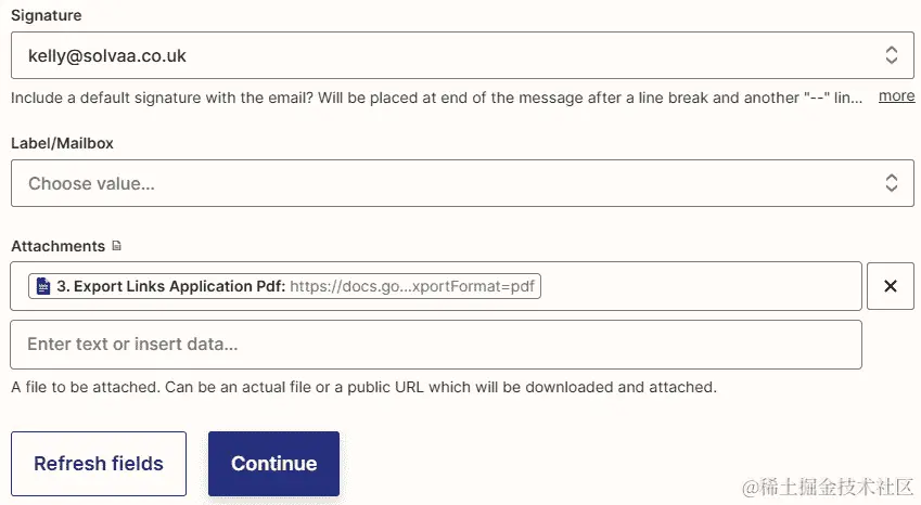 图 22.12 – 使用 Gmail 集成发送带有链接和附件的电子邮件（3）
