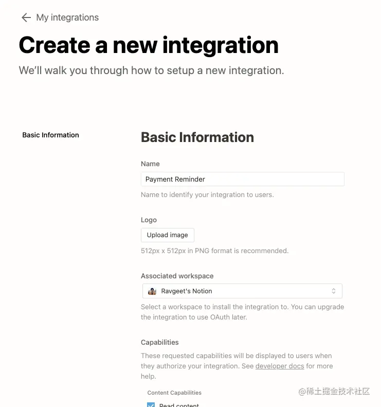Create Notion integration
