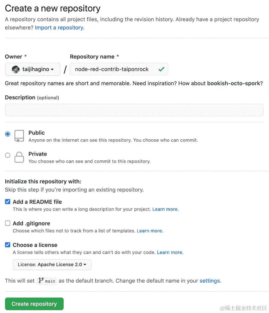 图 13.2 – 存储库创建为公共项目