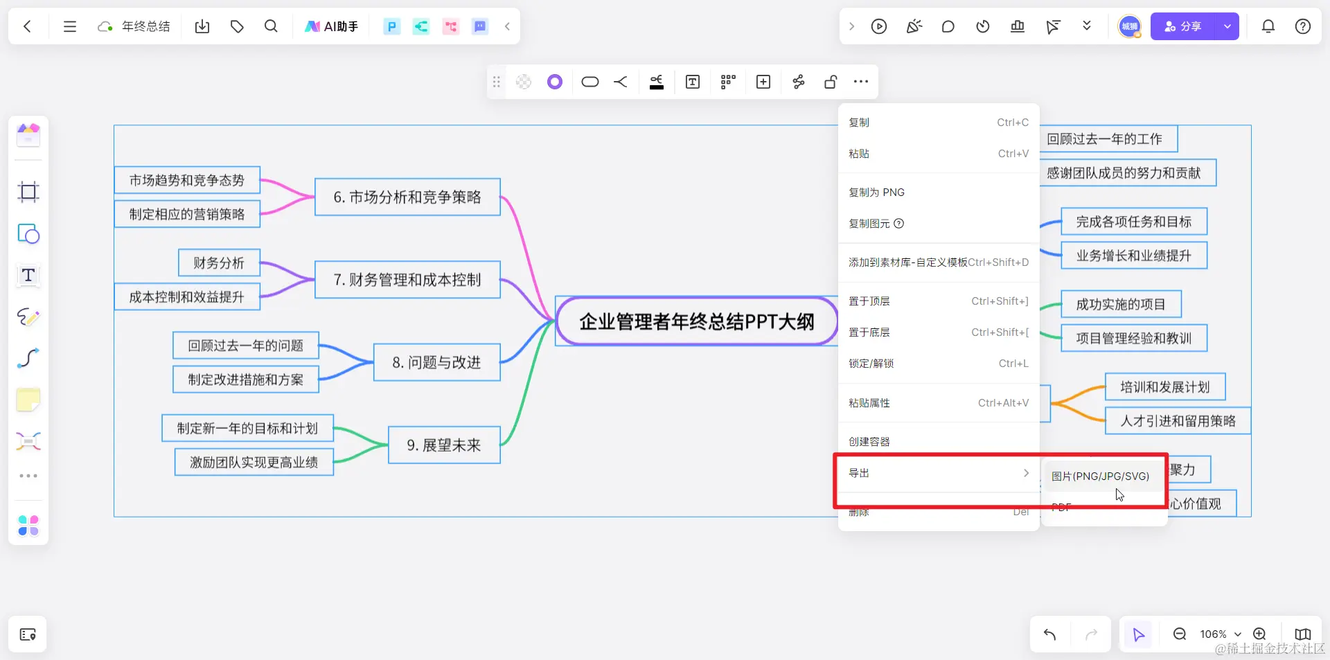 boardmix思维导图导出图片
