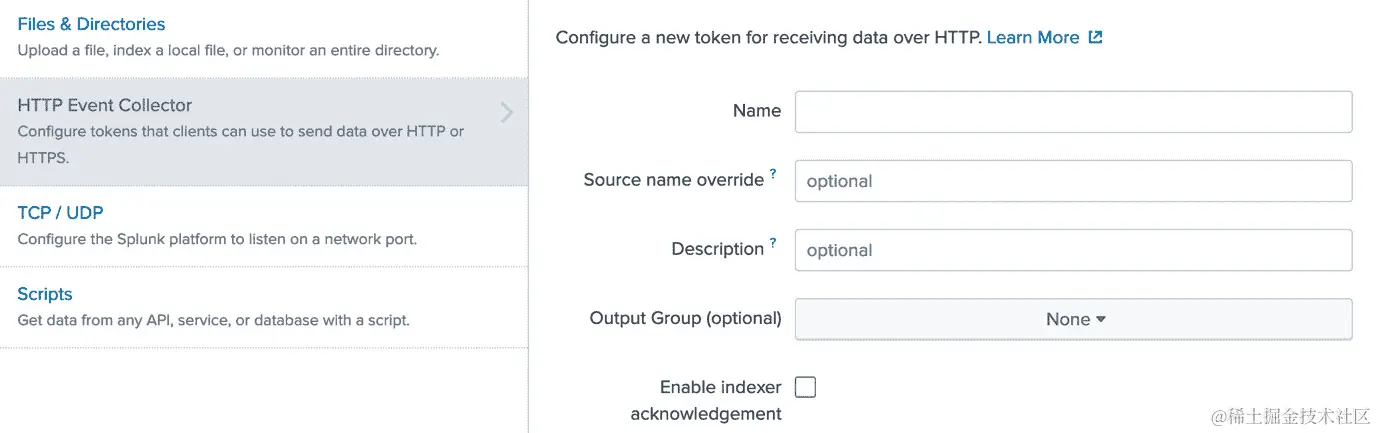 图 14.12：在 Splunk 上命名您的 HTTP 事件收集器