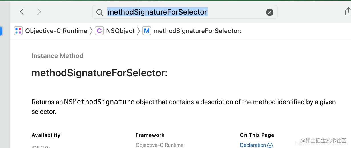 methodSignatureForSelector