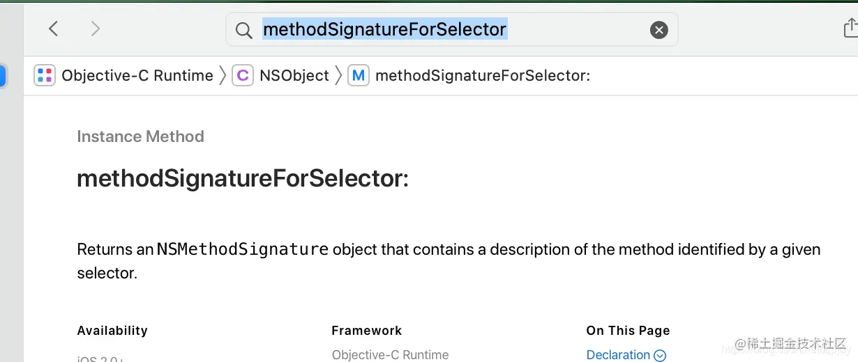 methodSignatureForSelector