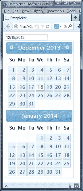 以垂直方式显示日期选择器