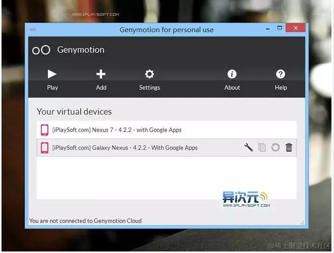 Genymotion虚拟设备列表