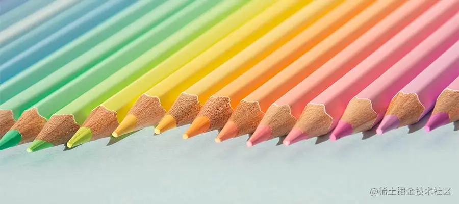 Colored pencils neatly organized