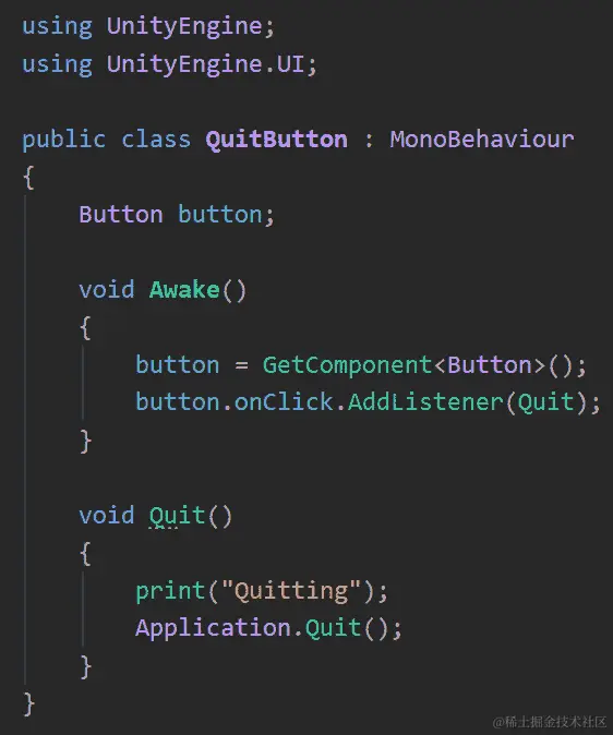 图 17.20 - 退出按钮脚本