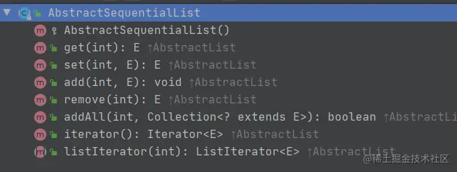 图 1-5 AbstractSequentialList抽象类API