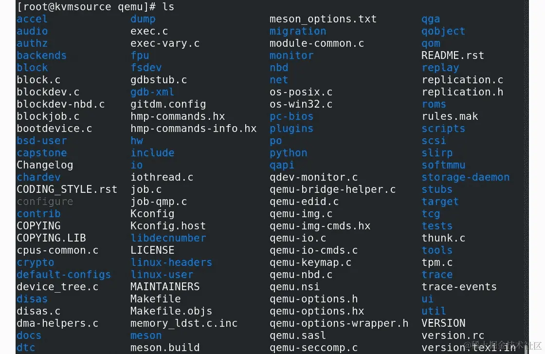 图 2.9 – 通过 Git 下载的 QEMU 源内容