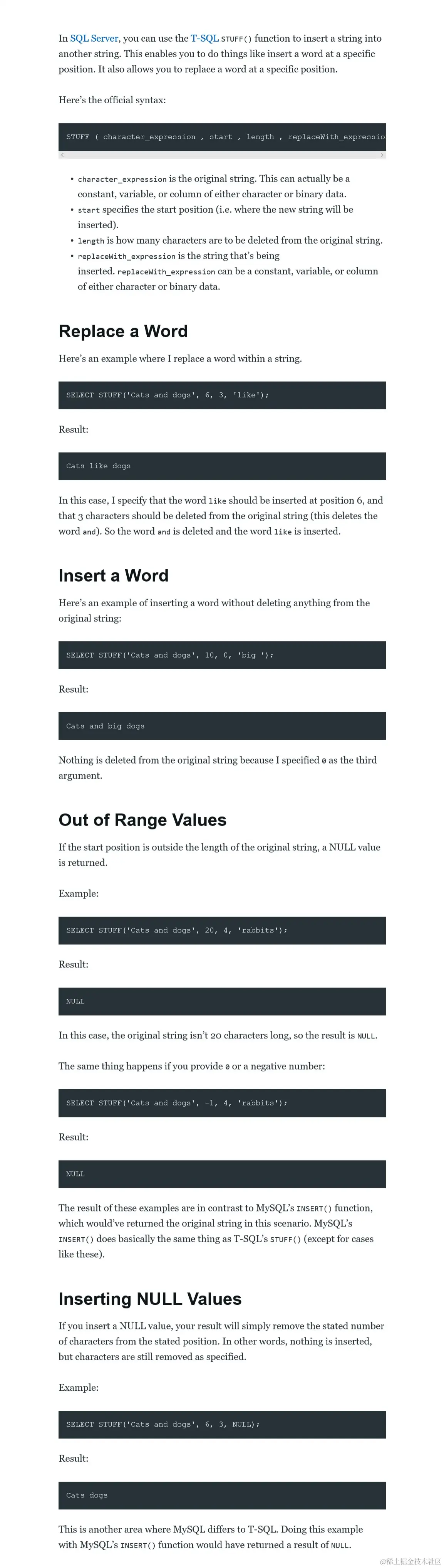 Usage of STUFF in SQL SERVER