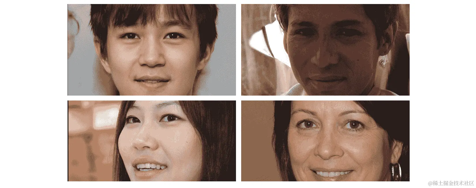 图 1.3 – GAN StyleGAN2 生成的虚构面孔，网址为 https://this-person-does-not-exist.com/en