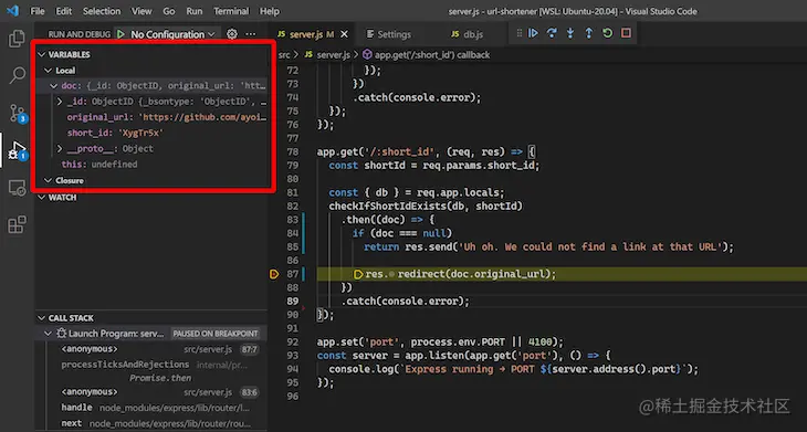 Inspecting Values VARIABLES WATCH Pane