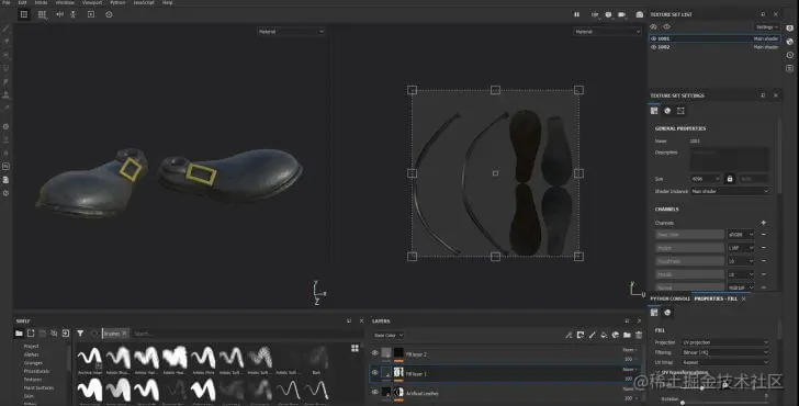 角色鞋子的材质处理