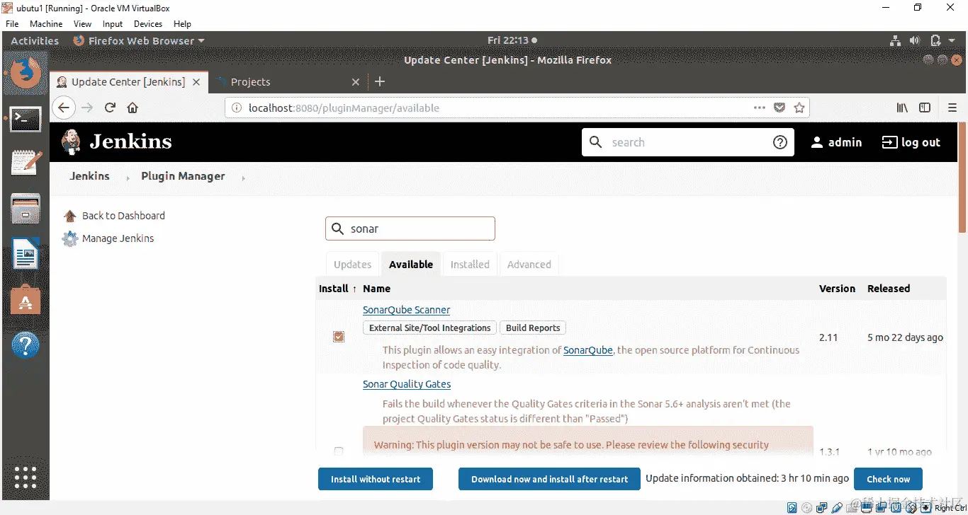 图 8.41：安装 SonarQube Scanner 插件