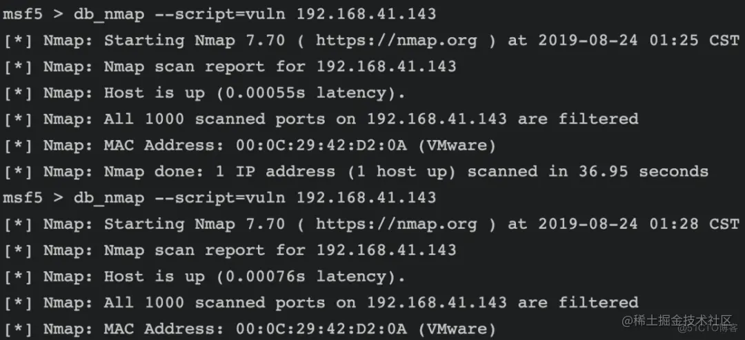 利用MSF中Nmap进行扫描