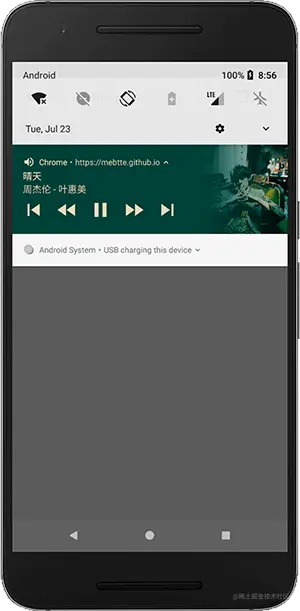 mediaSession on Android, picture from https://github.com/mebtte/react-media-session