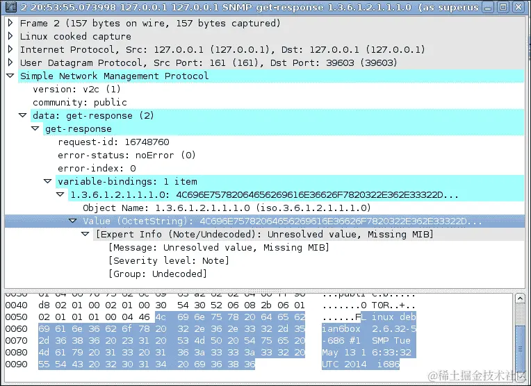 检查 SNMP 数据包