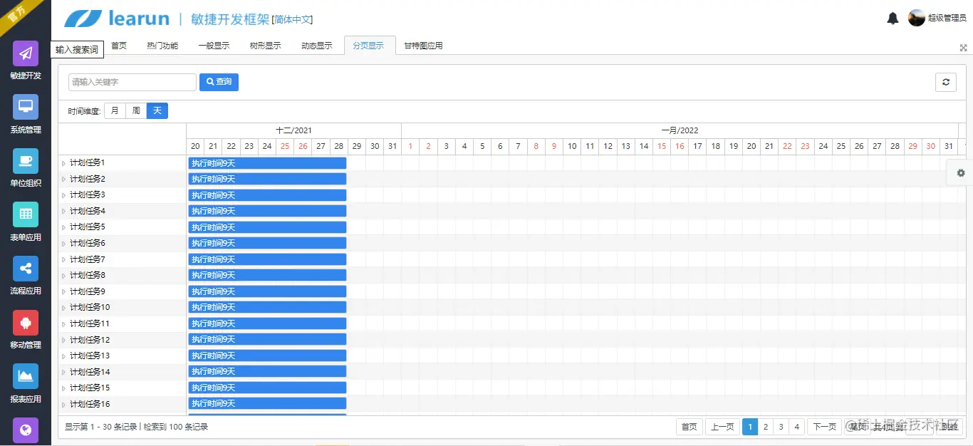 Learun敏捷框架甘特图——摆脱项目管理的泥沼
