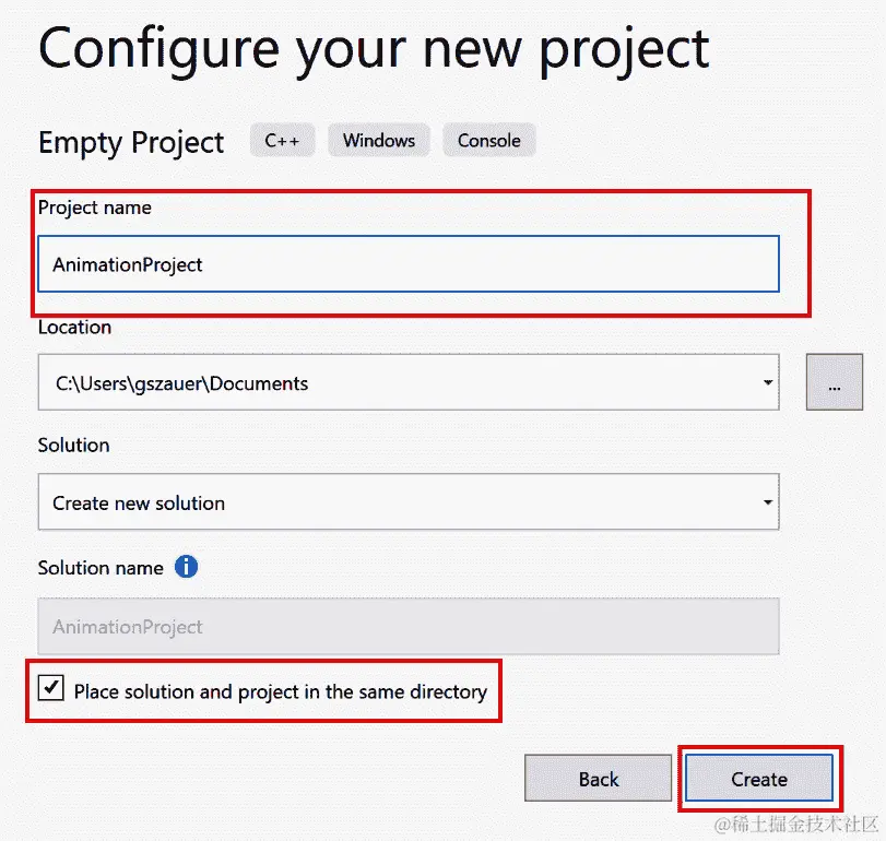 图 1.3：指定新项目名称