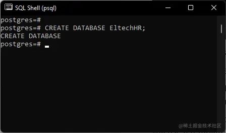 Create database using pSQL