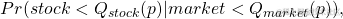 \begin{equation*} Pr(stock < Q_{stock} (p) \vert market < Q_{market} (p)), \end{equation*}