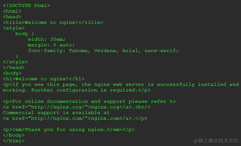 图 6.8 - Curl 输出到运行 NGINX 的 LoadBalancer 服务