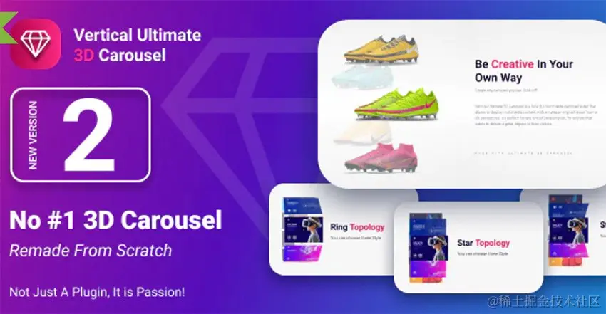 Vertical Ultimate 3D Carousel HTML Slider