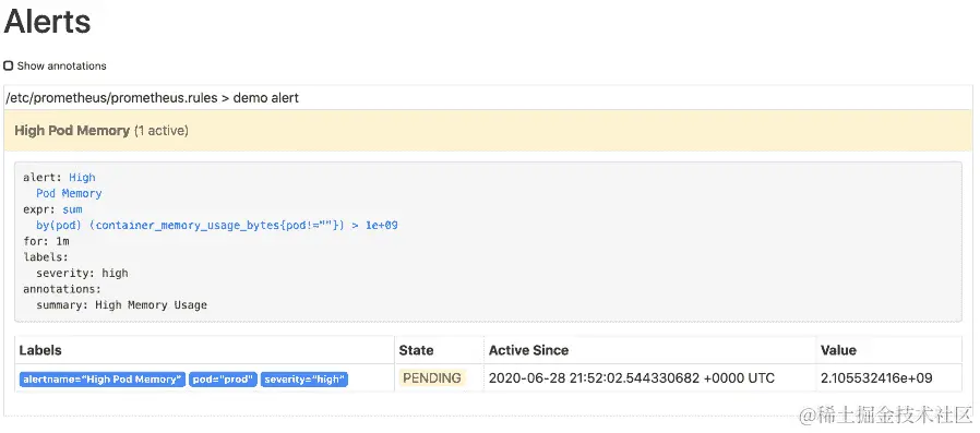 图 10.7 – Prometheus 警报