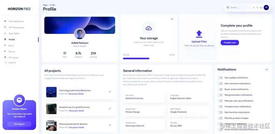 React Horizon UI (full-stack) - User Profile Page