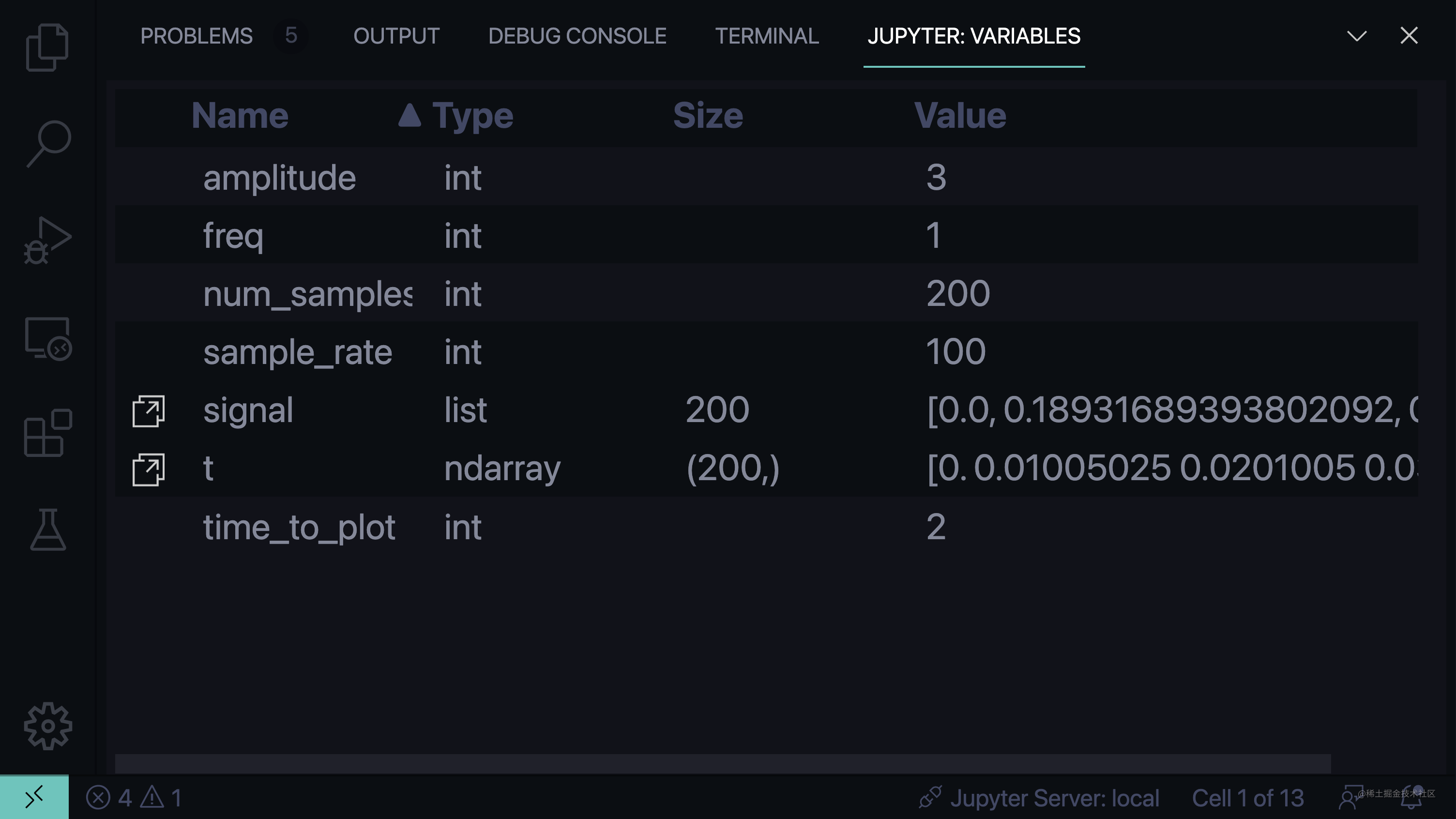 用于在 Jupyter 变量视图中显示更复杂变量的数据查看器的符号