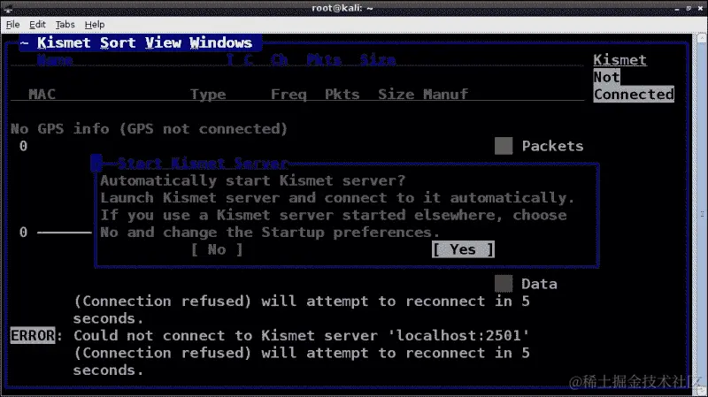 使用 Kismet 进行无线扫描