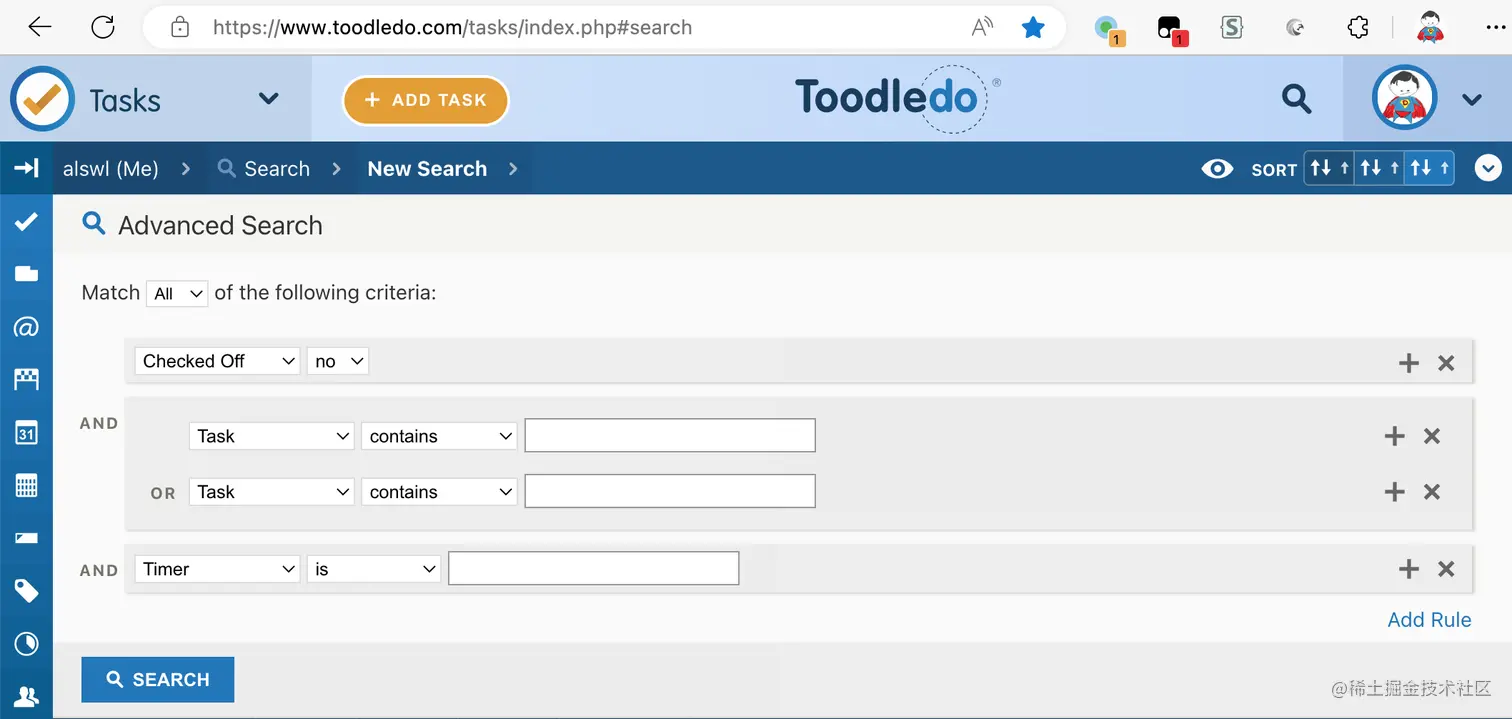 Toodledo Search