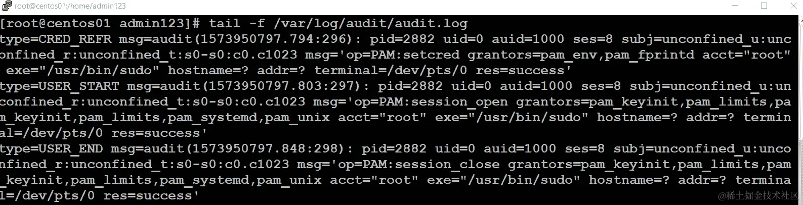 验证 auditd 的安装和日志收集