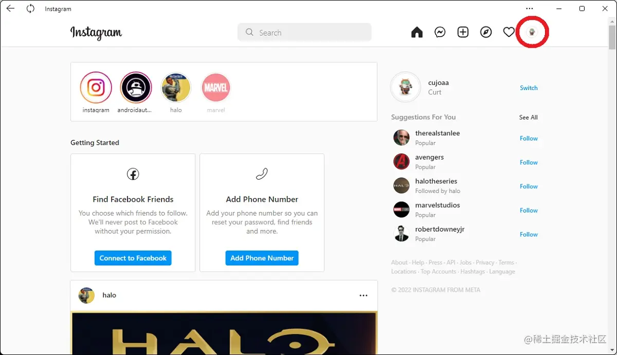 在桌面上转到您的个人资料