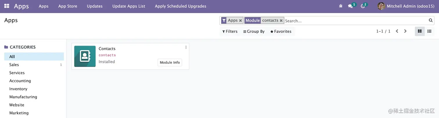 图1.5 – Apps菜单中的Contacts应用