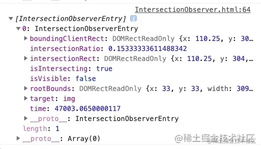 IntersectionObserverEntry打印的值
