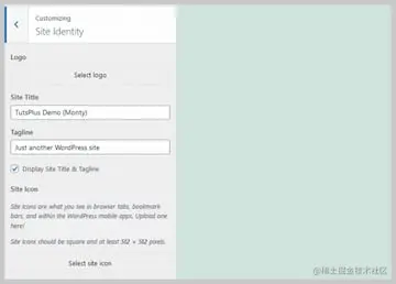 Default WordPress Theme Select Site Icon 