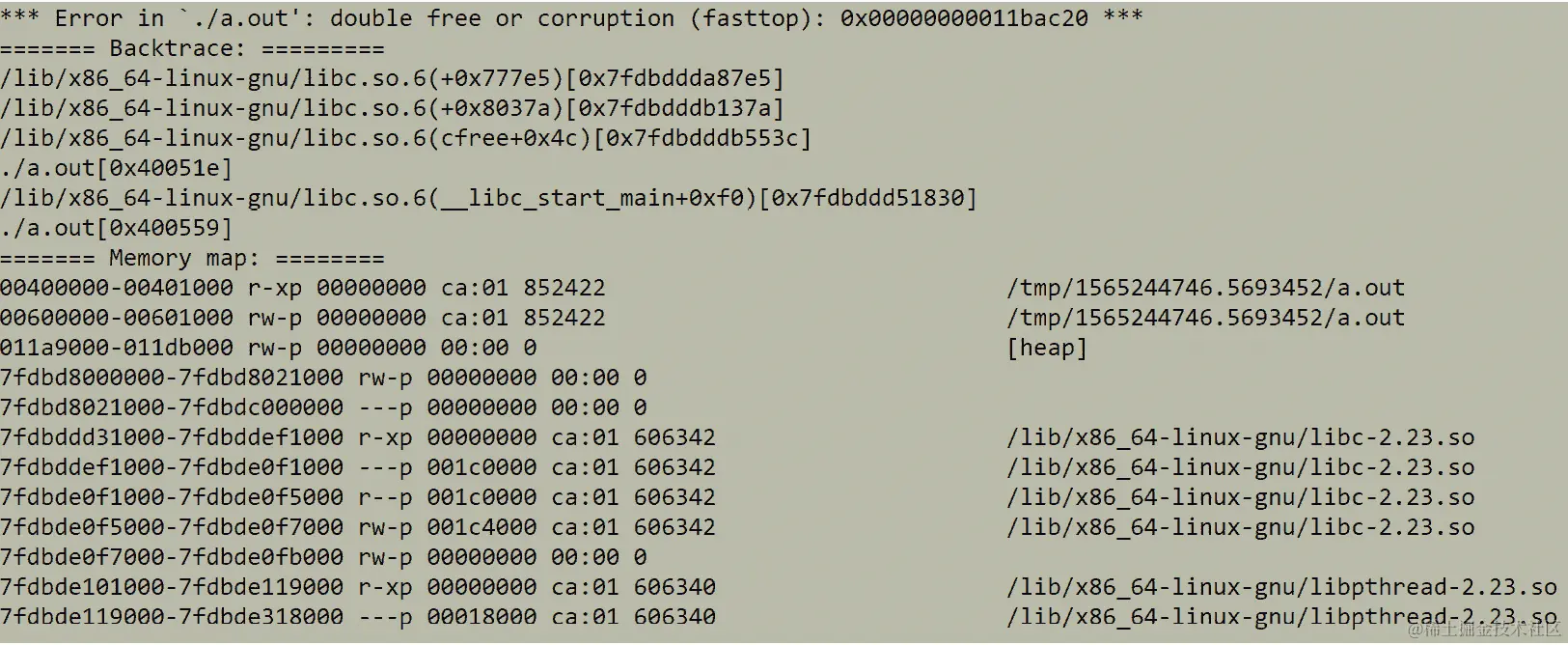 图 6.10：运行性能陷阱演示后的调试输出