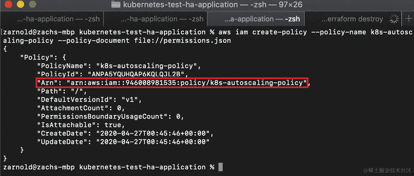 图 15.26：创建一个 AWS IAM 策略