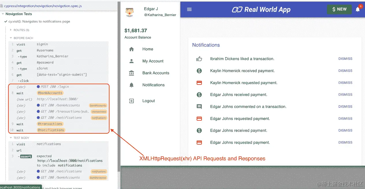图 10.1 - XHR API 请求和响应